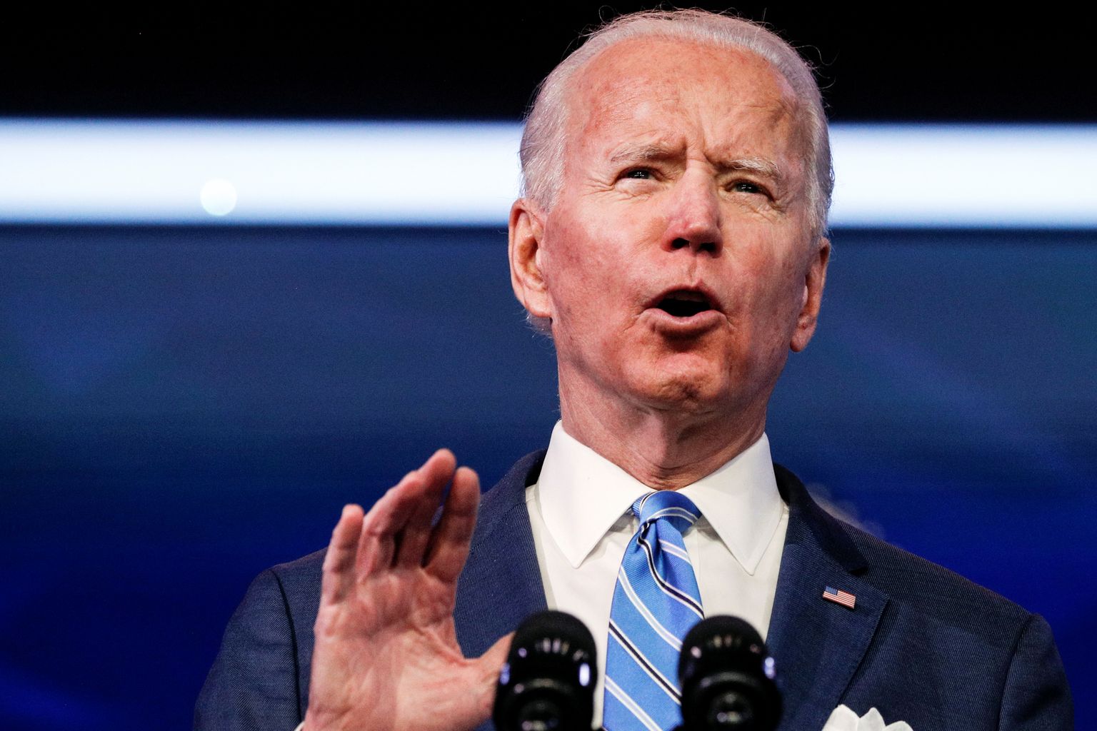 USA 46. presidendiks saav Joe Biden pidas 14. jaanuaril Dealware'is Wilmingtonis televisioonis ülekantud kõne, milles käsitles majandus- ja tervisekriisi
