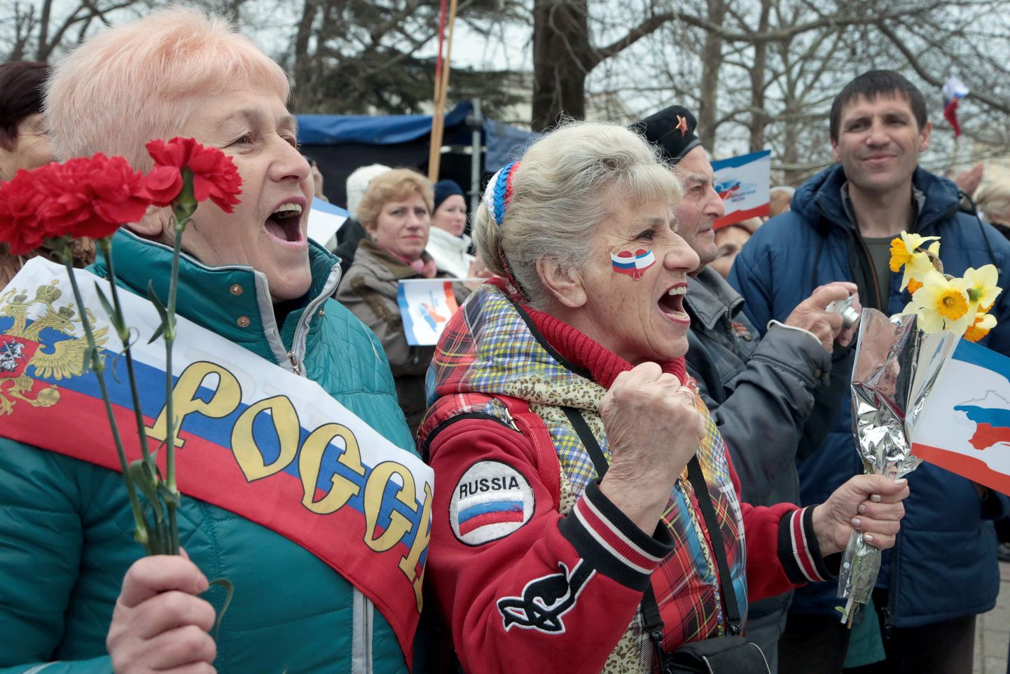 Krimmi annekteerimise kolmandat aastapäeva tähistavad naised Simferoopolis selle aasta 16. märtsil.