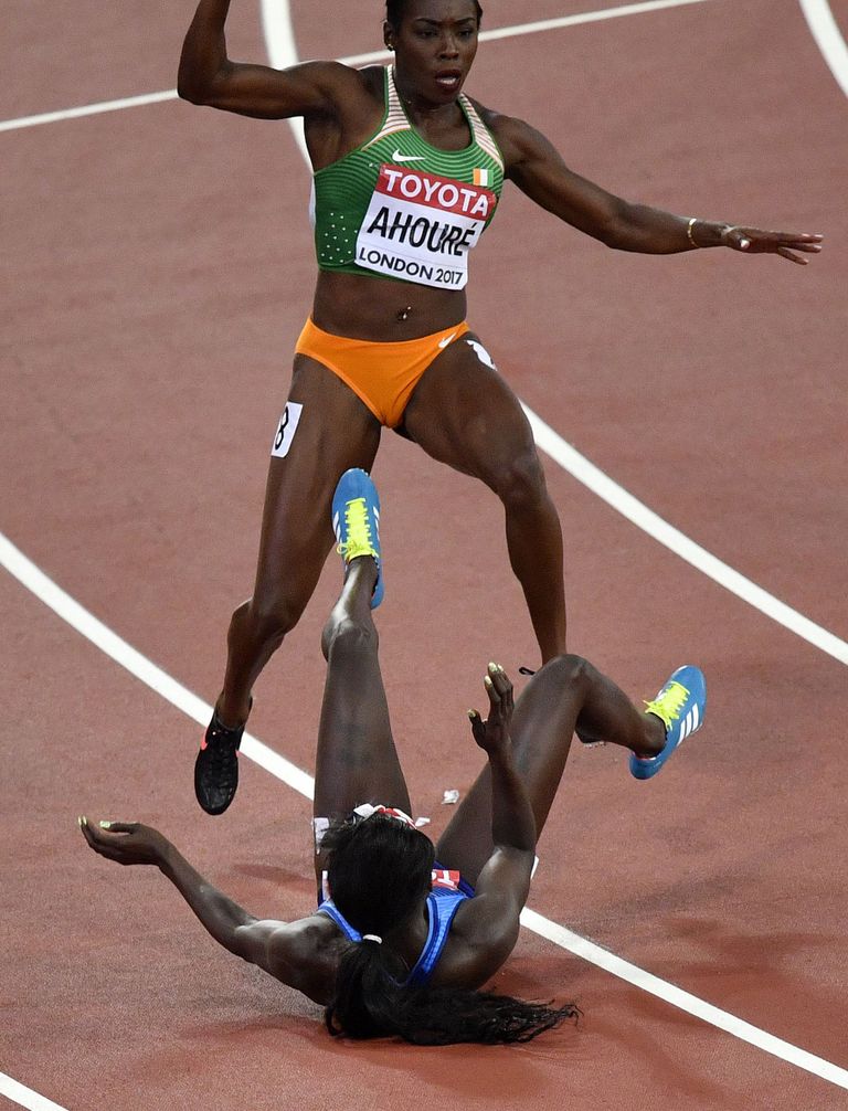 Elevandiluuranniku sprinter Murielle Ahouré komistas ameeriklanna Tori Bowie otsa