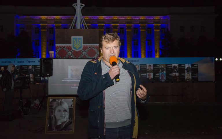Сергей Никитенко на митинге в центре Херсона, 2019 год.