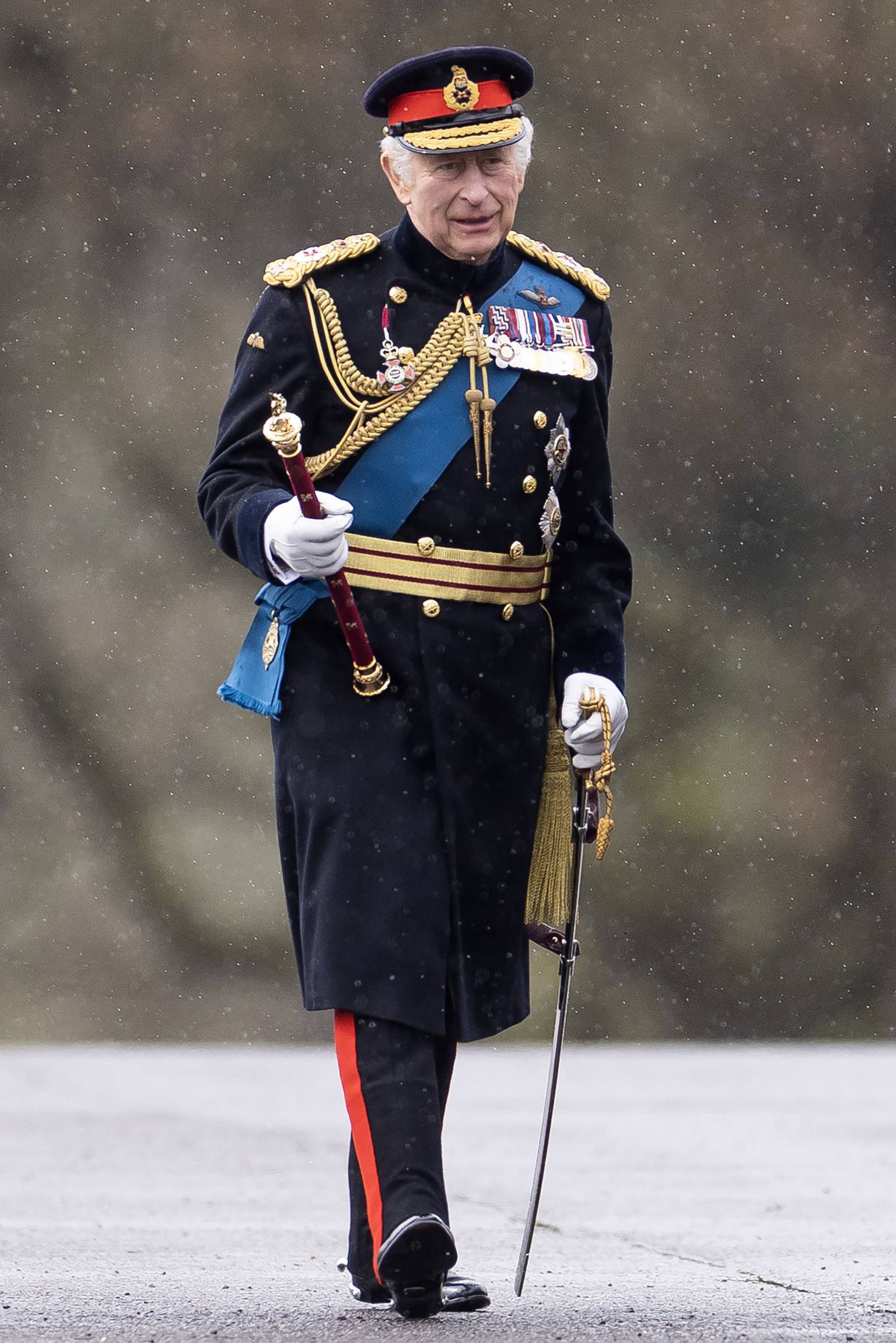 Briti kuningas Charles III 14. aprillil 2023 Surreys Sandhursti sõjaväeakadeemia paraadil