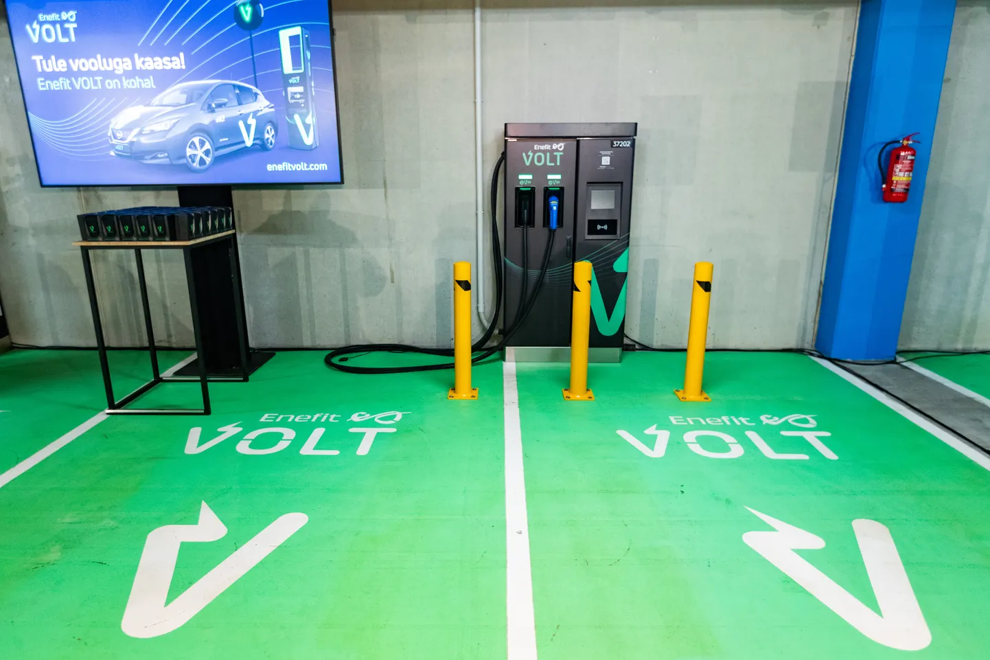 Enefit Volt 2 elektriautode laadija Ülemiste keskuse parklas.