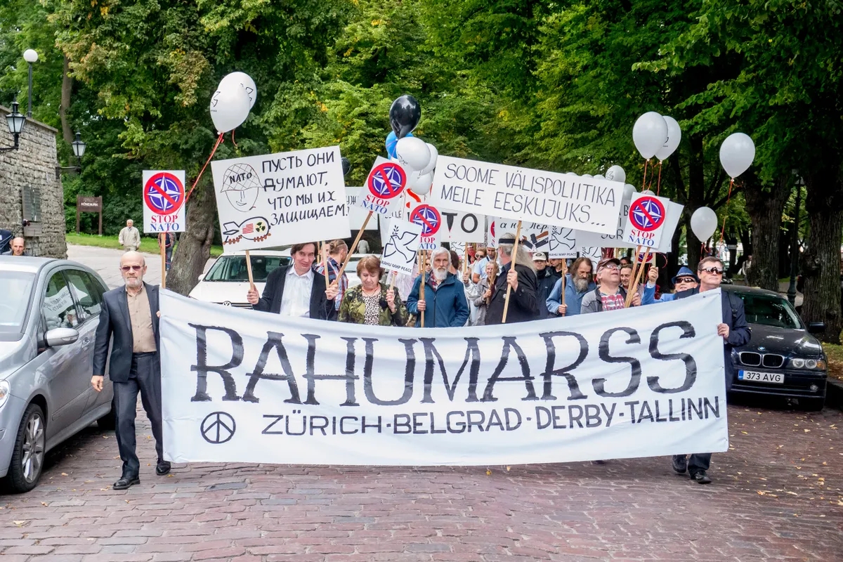 Anti-NATO "Peace March" in Tallinn's Old Town, September 2016.