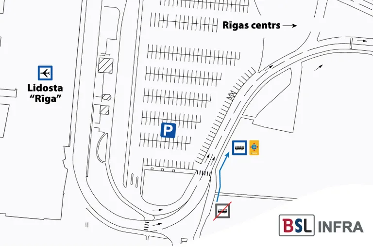 Lidostā "Rīga" uz laiku pārcels sabiedriskā transporta pieturvietu