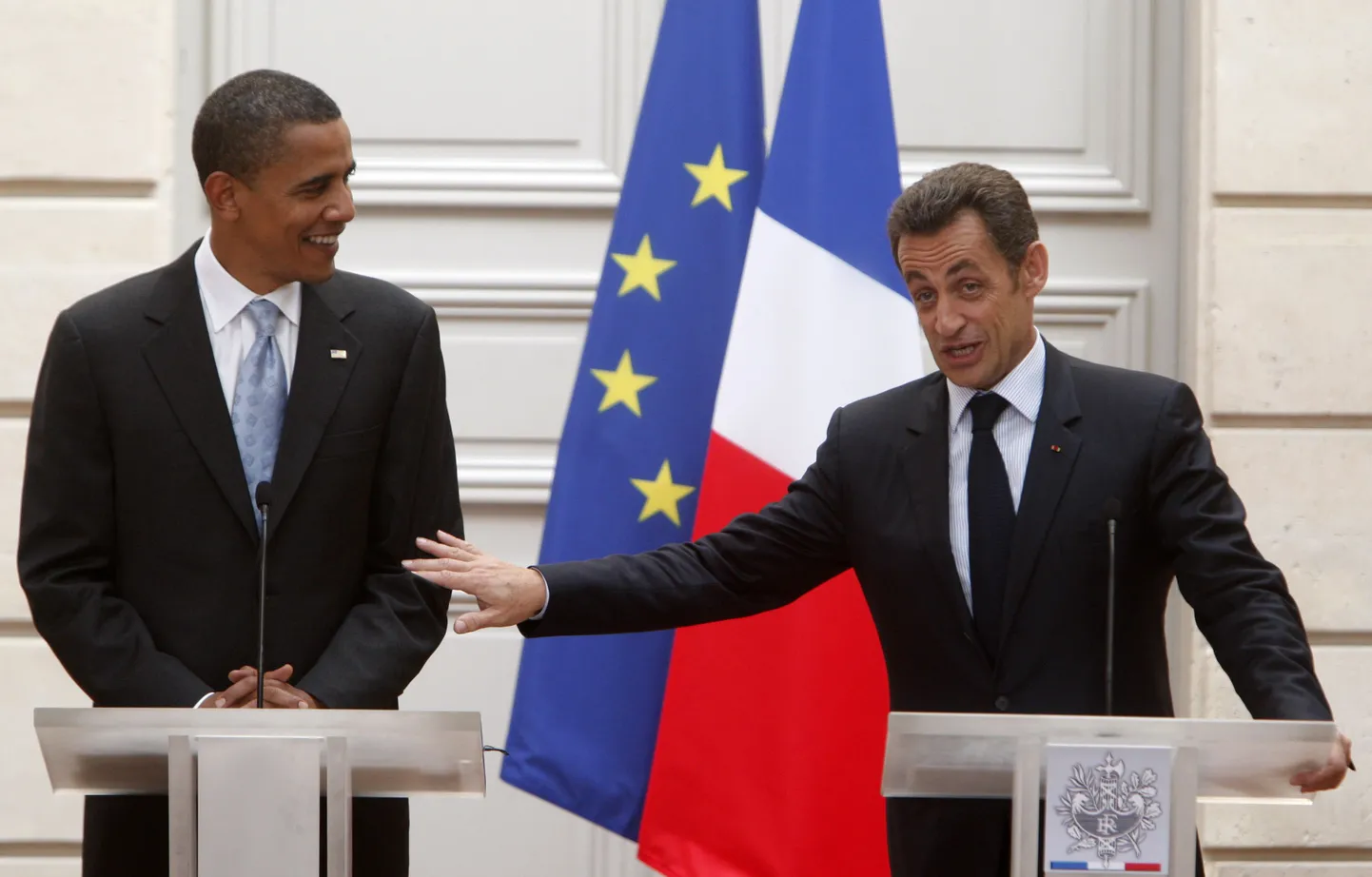 Ühendriikide president Barack Obama (vasakul) ja Prantsusmaa riigipea Nicolas Sarkozy.