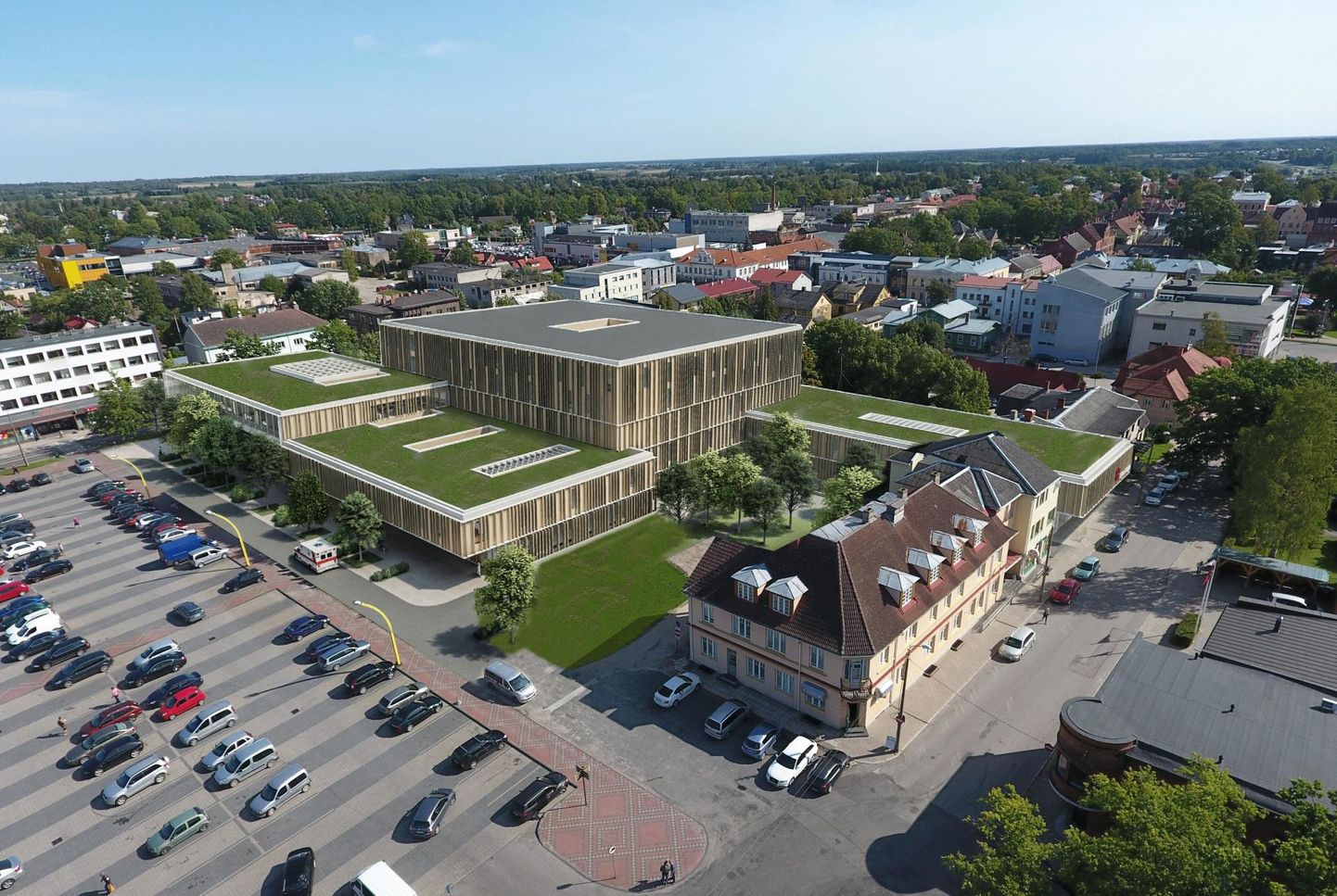 Viljandi tulevase haigla-tervisekeskuse eskiis, mille järgi algab ehitus saabuval kevadel.