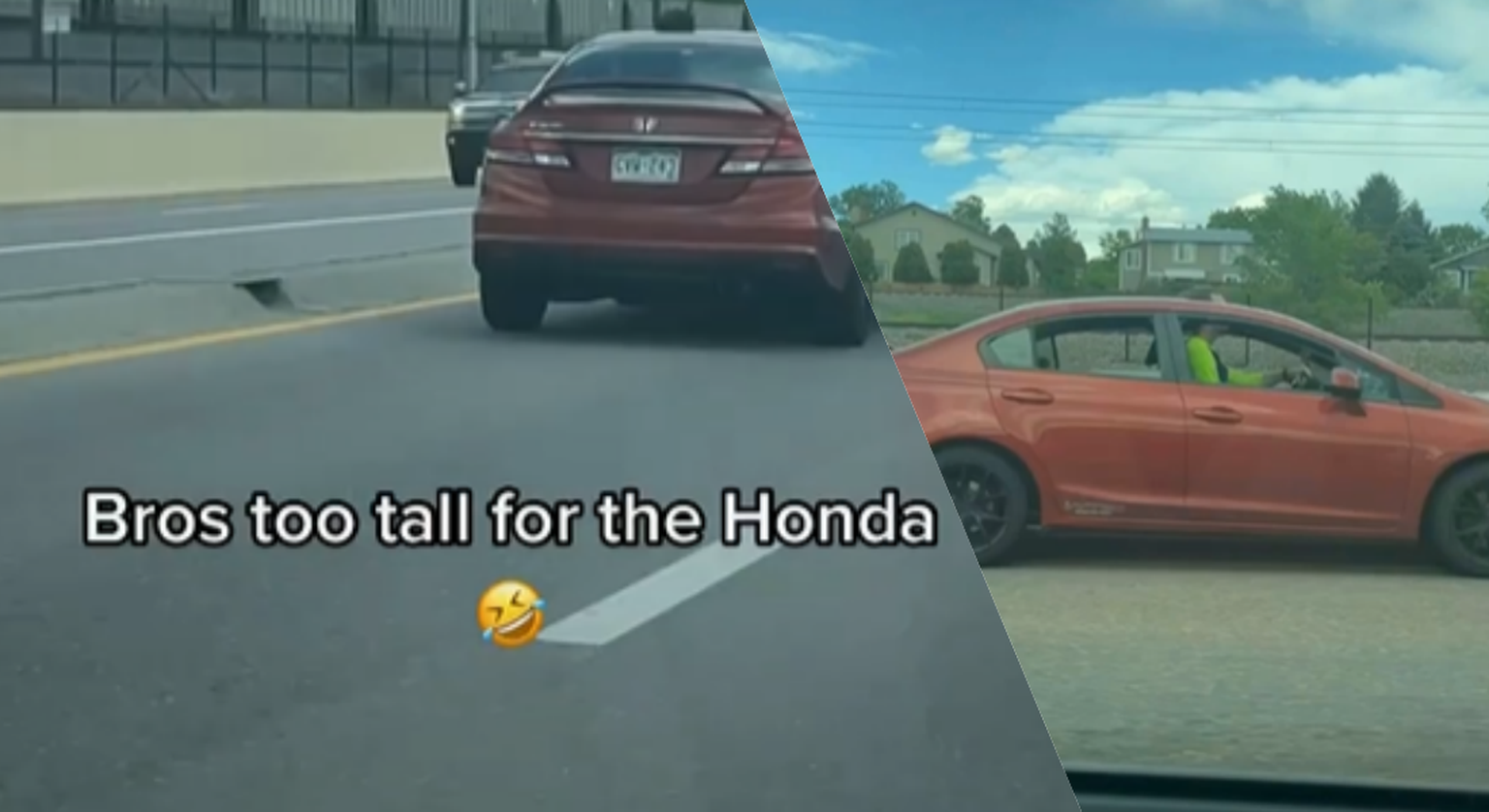 Honda roolis sõitev pikk meesterahvas. Kuvatõmmis videost.