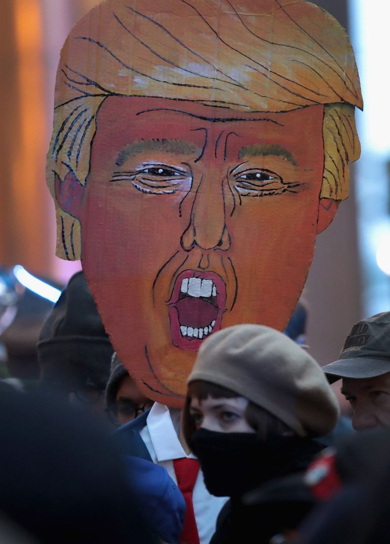 Donald Trumpi pilajoonistus temavastasel protestil