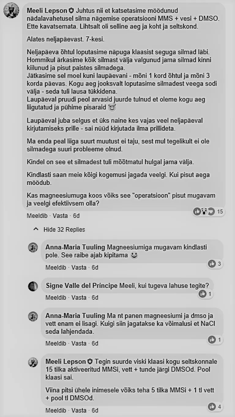 Kuvatõmmis Facebooki lehelt «MMS tapab tervist».