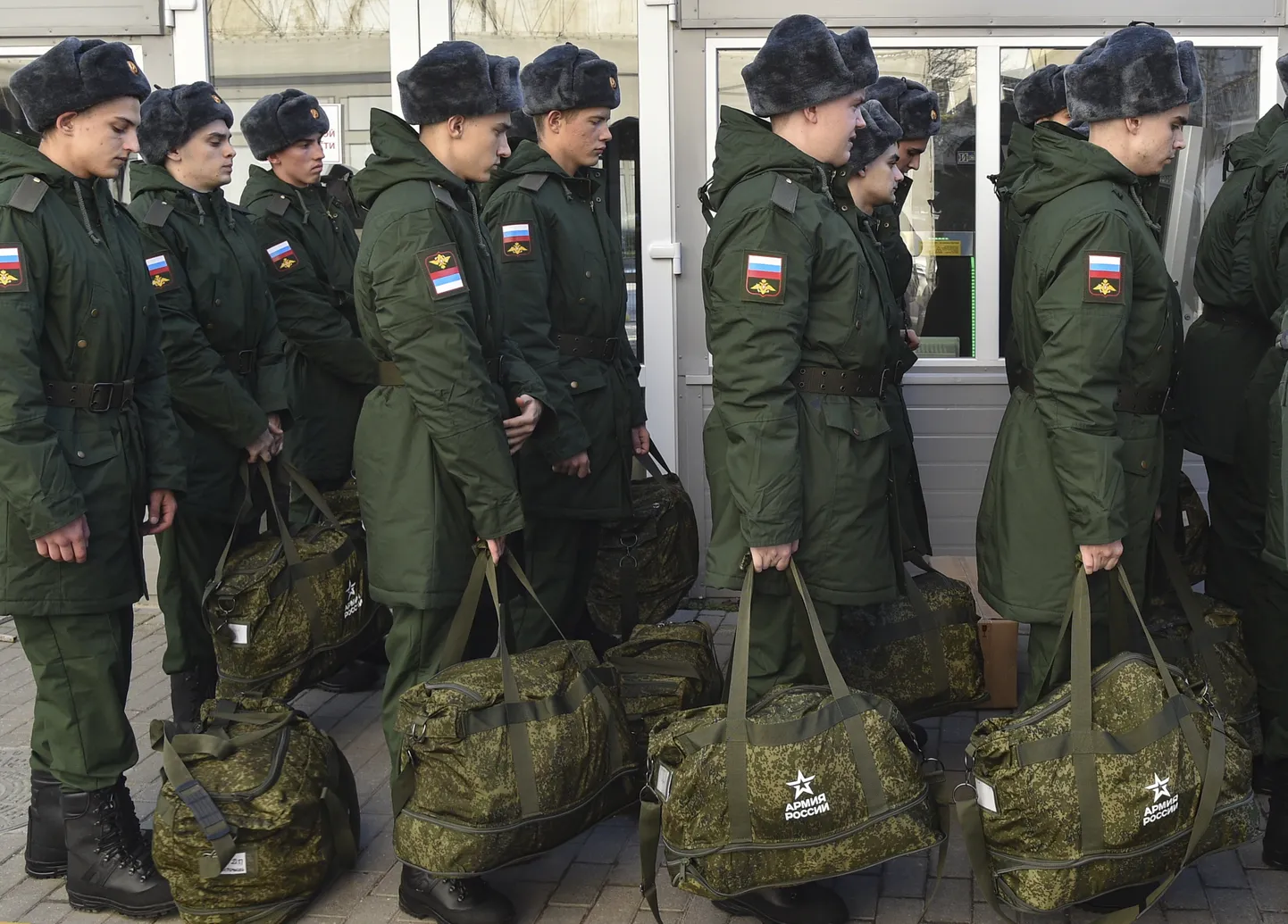 Krievijas mobilizētie karavīri.