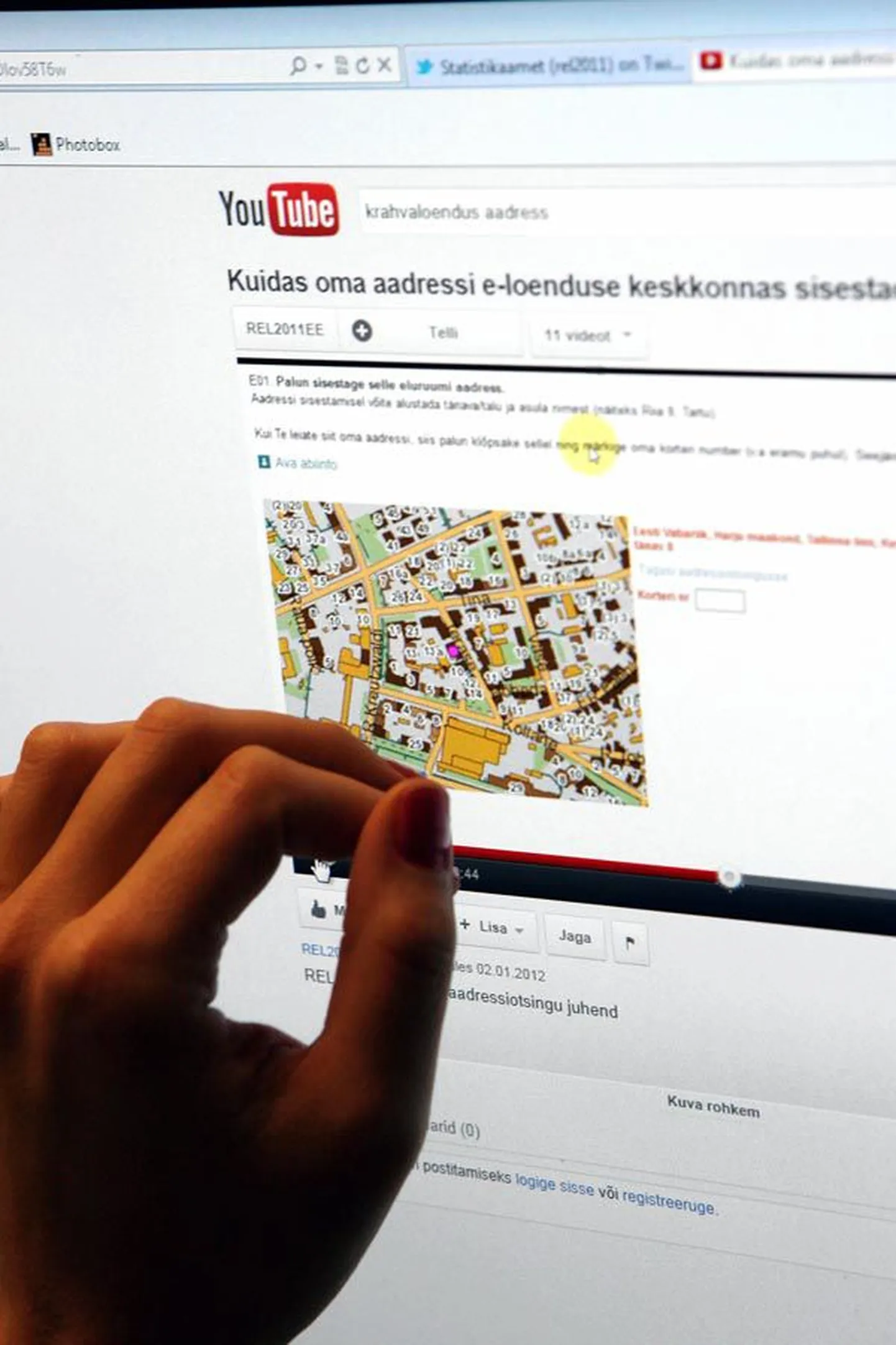 E-loendusel on täitjatel probleeme tekkinud aadressi sisestamisega. Mure lahendamiseks on selle kohta nüüd Youtube’is tutvustav video.