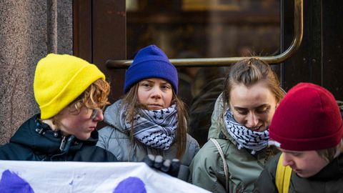 ВИДЕО ⟩ Грета Тунберг и ее соратники блокировали вход в шведский парламент