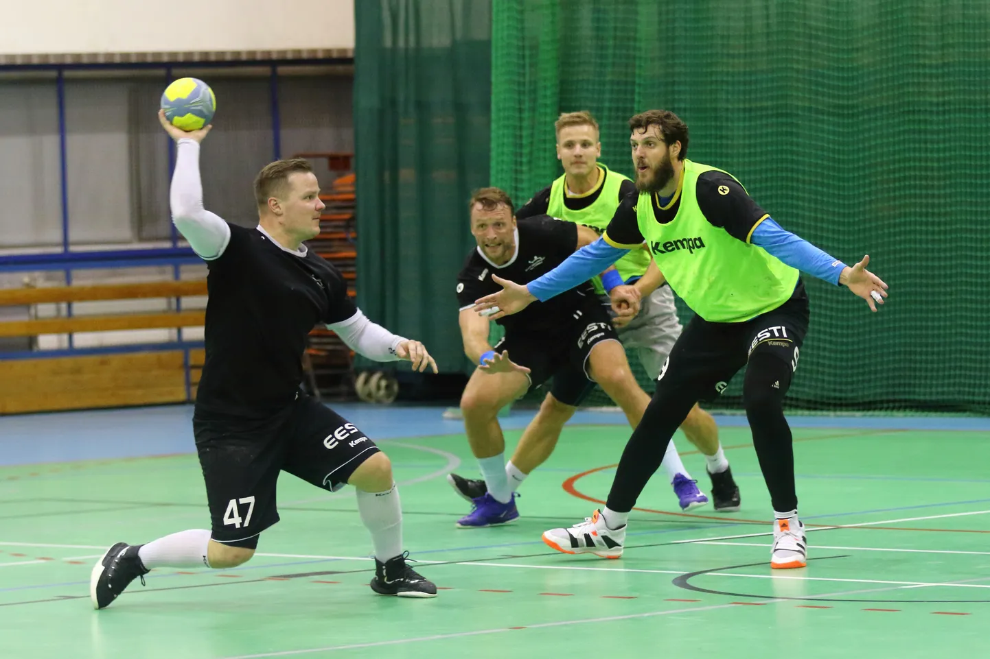Eesti koondis treeninghoos – Kristo Voika, Martin Johannson, Sten Maasalu ja Mait Patrail