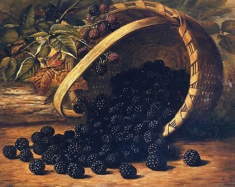 Август Лаукс. Ежевика в корзине.