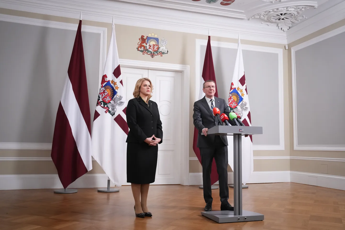 Ministru prezidente Evika Siliņa un Valsts prezidents Edgars Rinkēvičs.