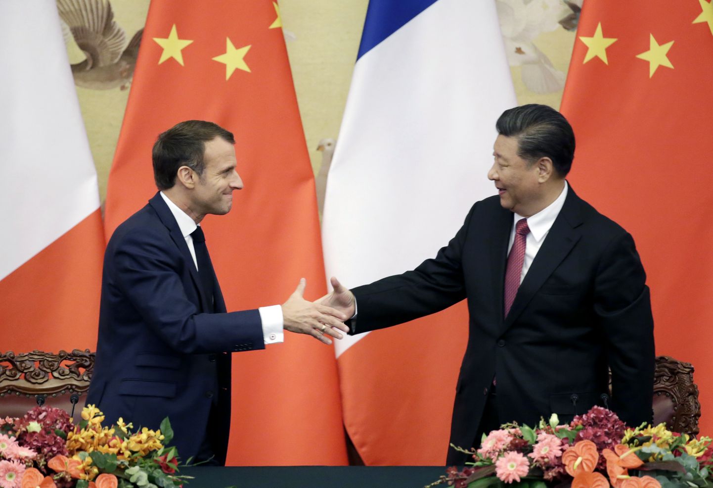 Prantsuse president Emmanuel Macron ja Hiina liider Xi Jinping Pekingis.