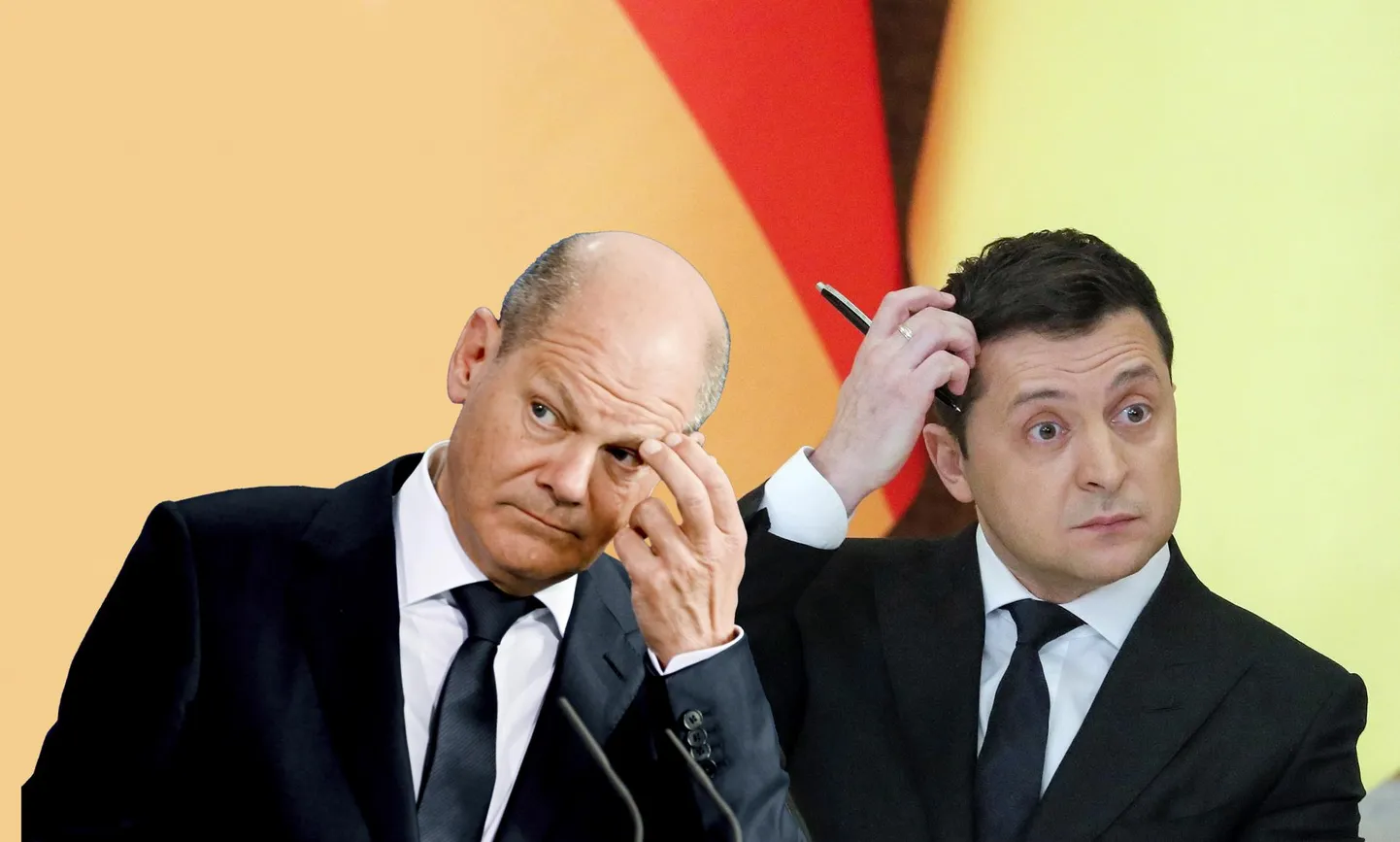 German Chancellor Olaf Scholz and President of Ukraine Volodymyr Zelensky.