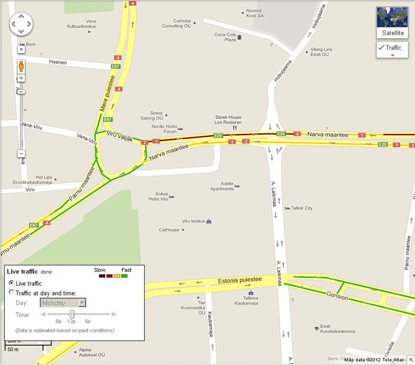 Google Maps Traffic näitab nüüd ka Tallinna liiklusinfot.