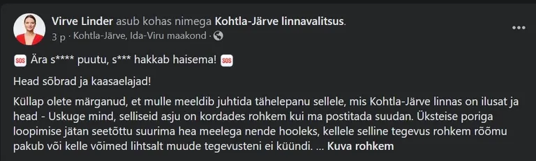 В своем посте Вирве Линдер была довольно резка в выражениях.