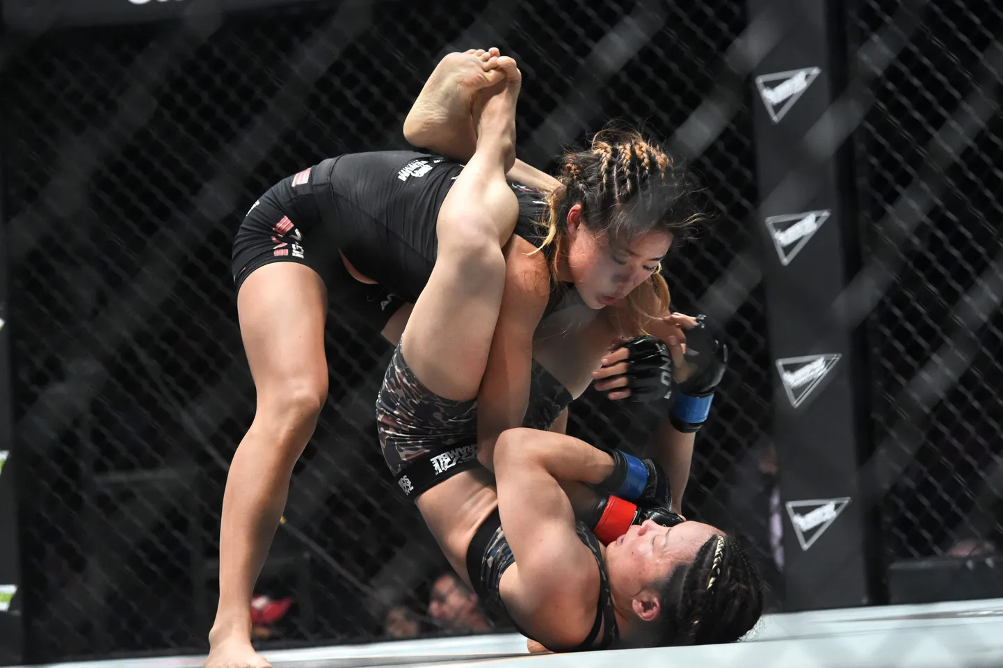 Angela Lee (peal) võitlemas möödunud aasta maikuus Jaapani vanameistri Mei Yamaguchi vastu.