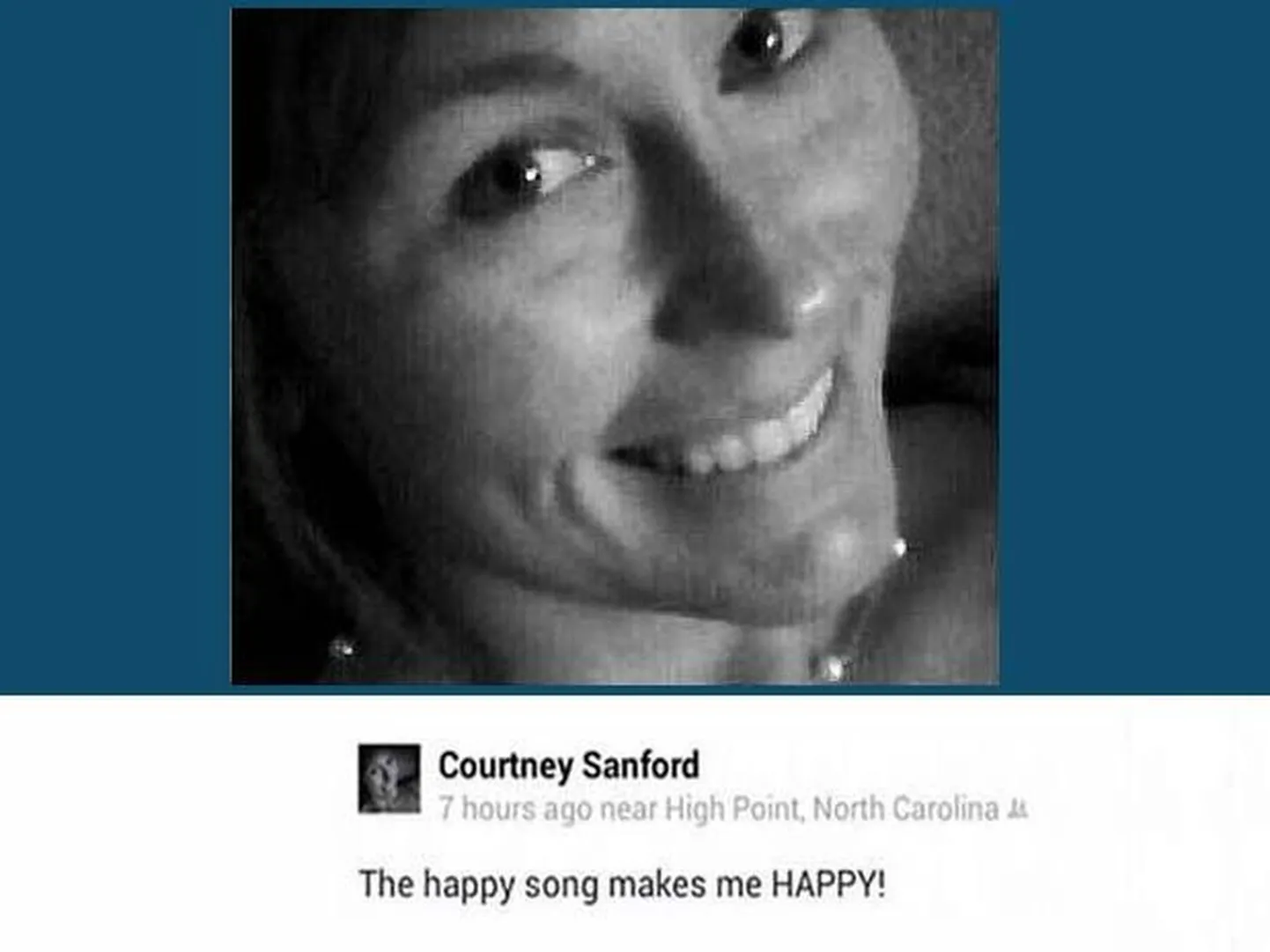 Courtney Sanfordi viimane sissekanne sotsiaalmeediasse.