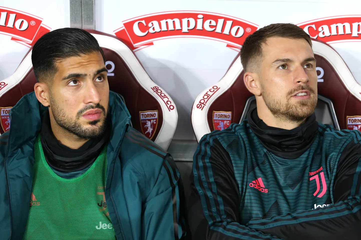 Torino Juventuse poolkaitsjad Emre Can (vasakul) ja Aaron Ramsey.