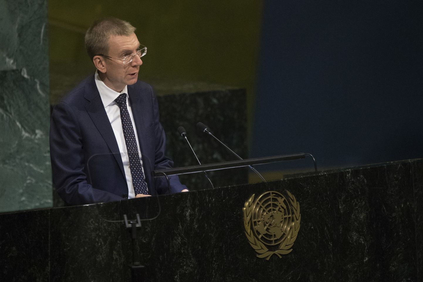 Ārlietu ministrs Edgars Rinkēvičs uzstājas ar uzrunu ANO Ģenerālajā asamblejā