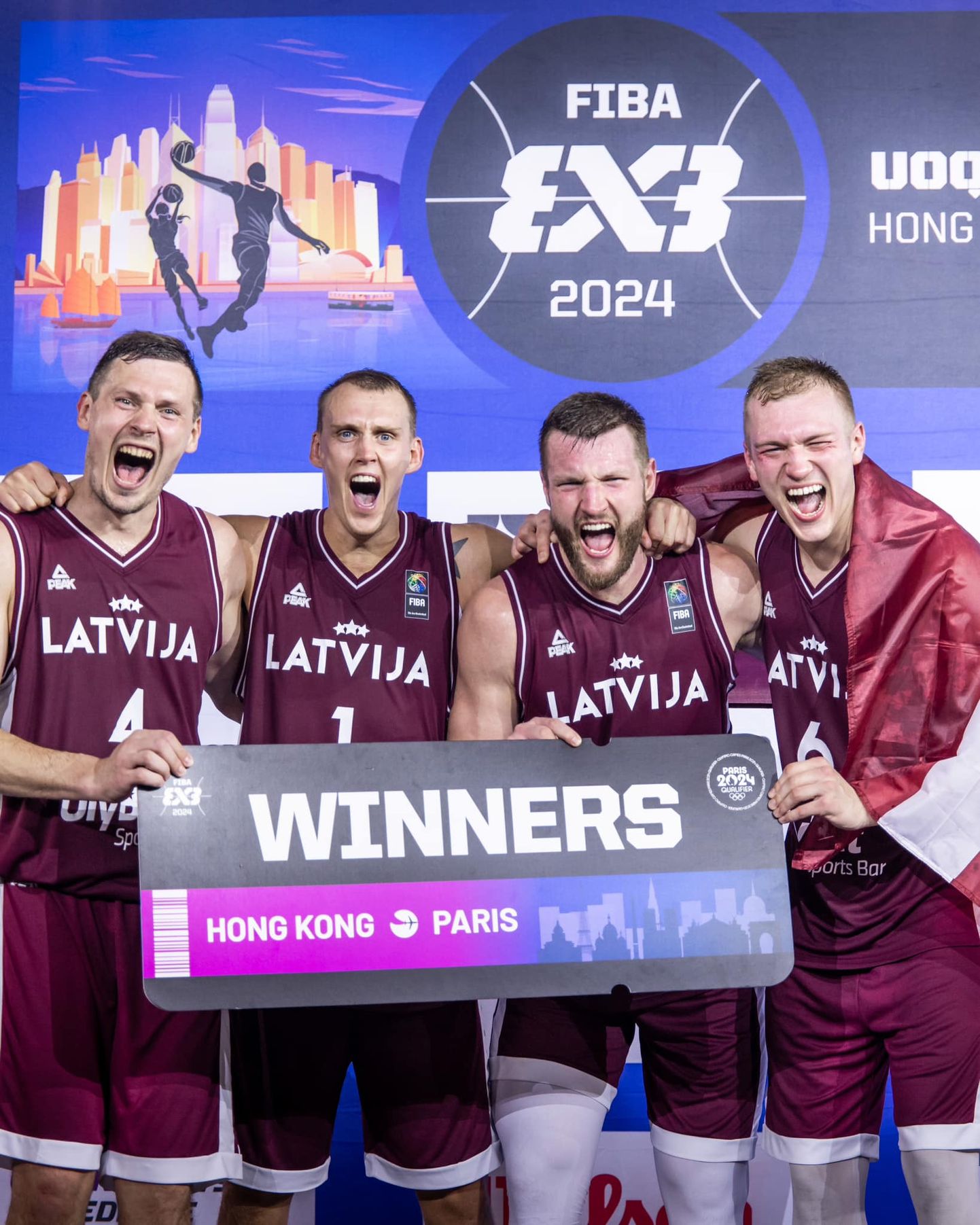 Latvijas 3x3 basketbola izlases spēlētāji – Agnis Čavars, Nauris Miezis, Zigmārs Raimo un Francis Lācis