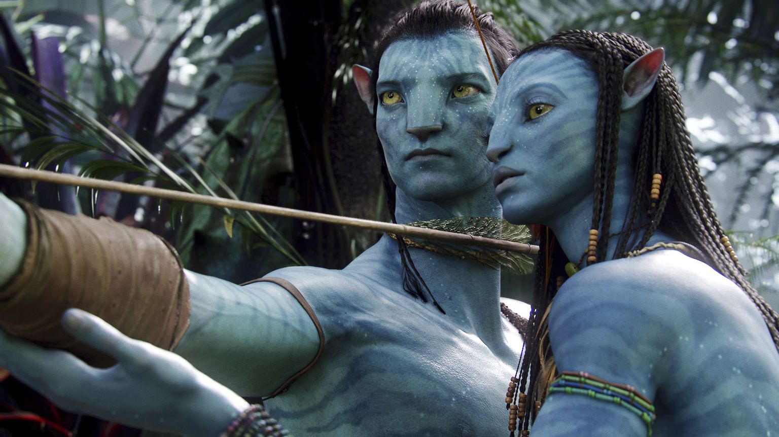 Kaader filmist «Avatar». Sam Worthington kehastamas Jake Sullyt ja Zoe Saldana Neytiri rollis