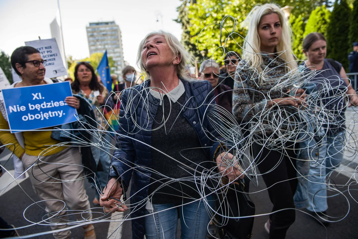 Poolakad protestimas eriolukorra vastu piiril. Foto on illustreeriv.