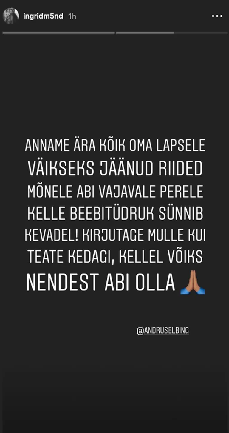 Kuvatõmmis Instagram Story'st.