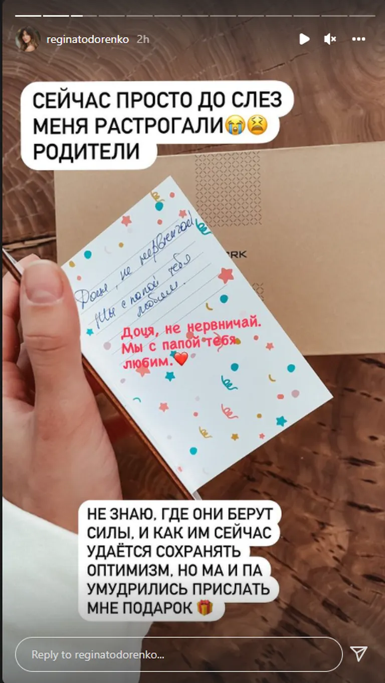 Стоп кадр из сториз Регины Тодоренко.