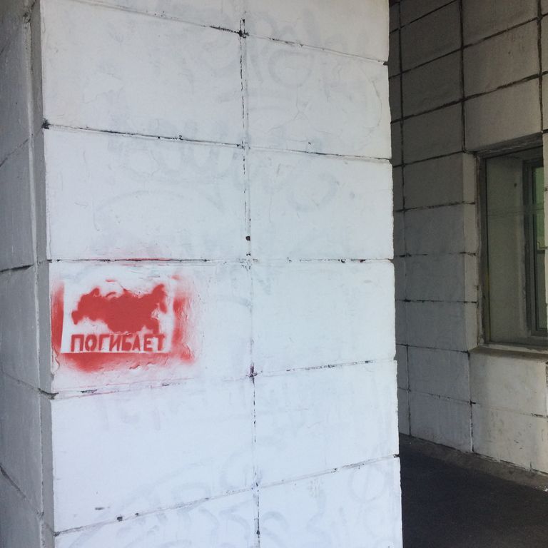 Стрит-арт на одном из домов в Архангельске.