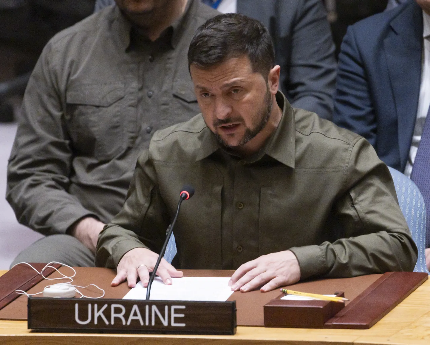 Владимир Зеленский в среду на заседании Совета безопасности ООН.