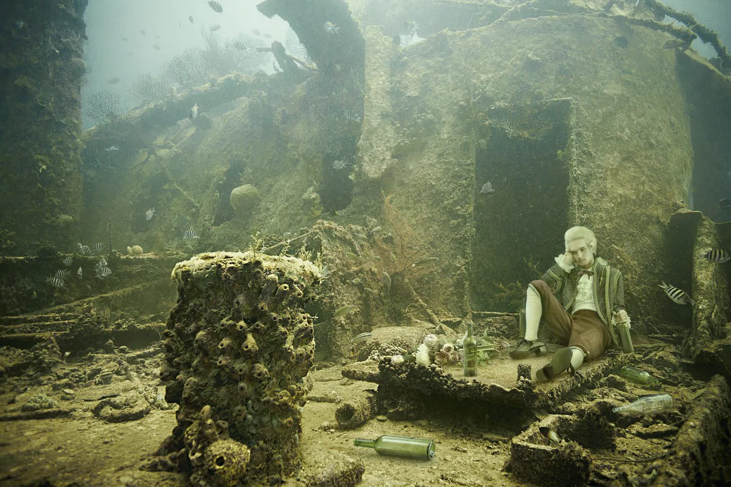 Andreas Franke kunstiline kujutus laevavrakil, pilt illustreeriv