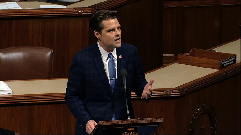 Vabariiklane Matt Gaetz detsembris 2019 USA esindajatekojas kõnet pidamas