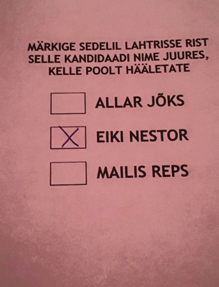 Ka Aivar Sõerd postitas foto oma hääletussedelist.