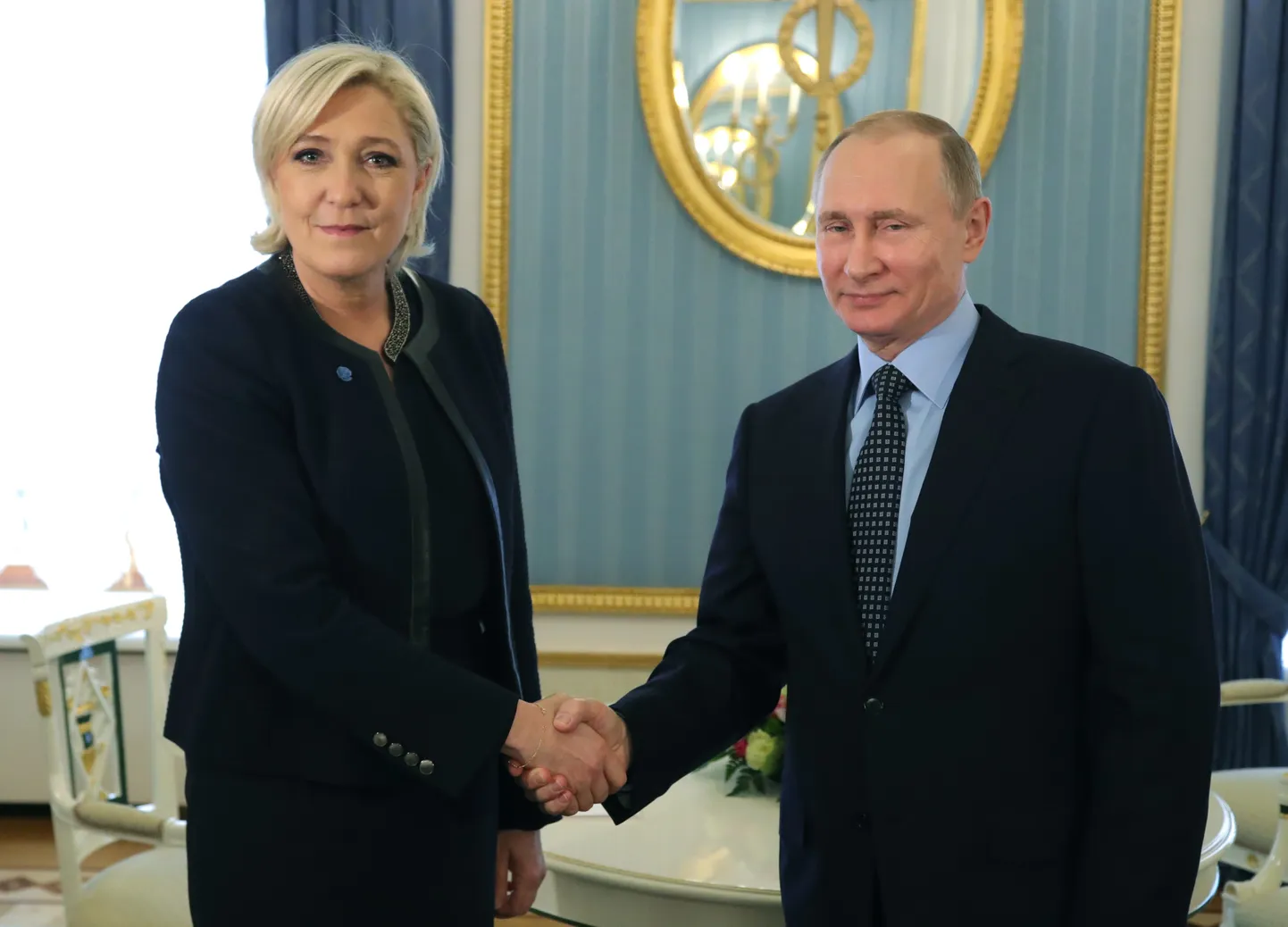 Марин Ле-Пен встречается с Путиным в Кремле, 2017 год.