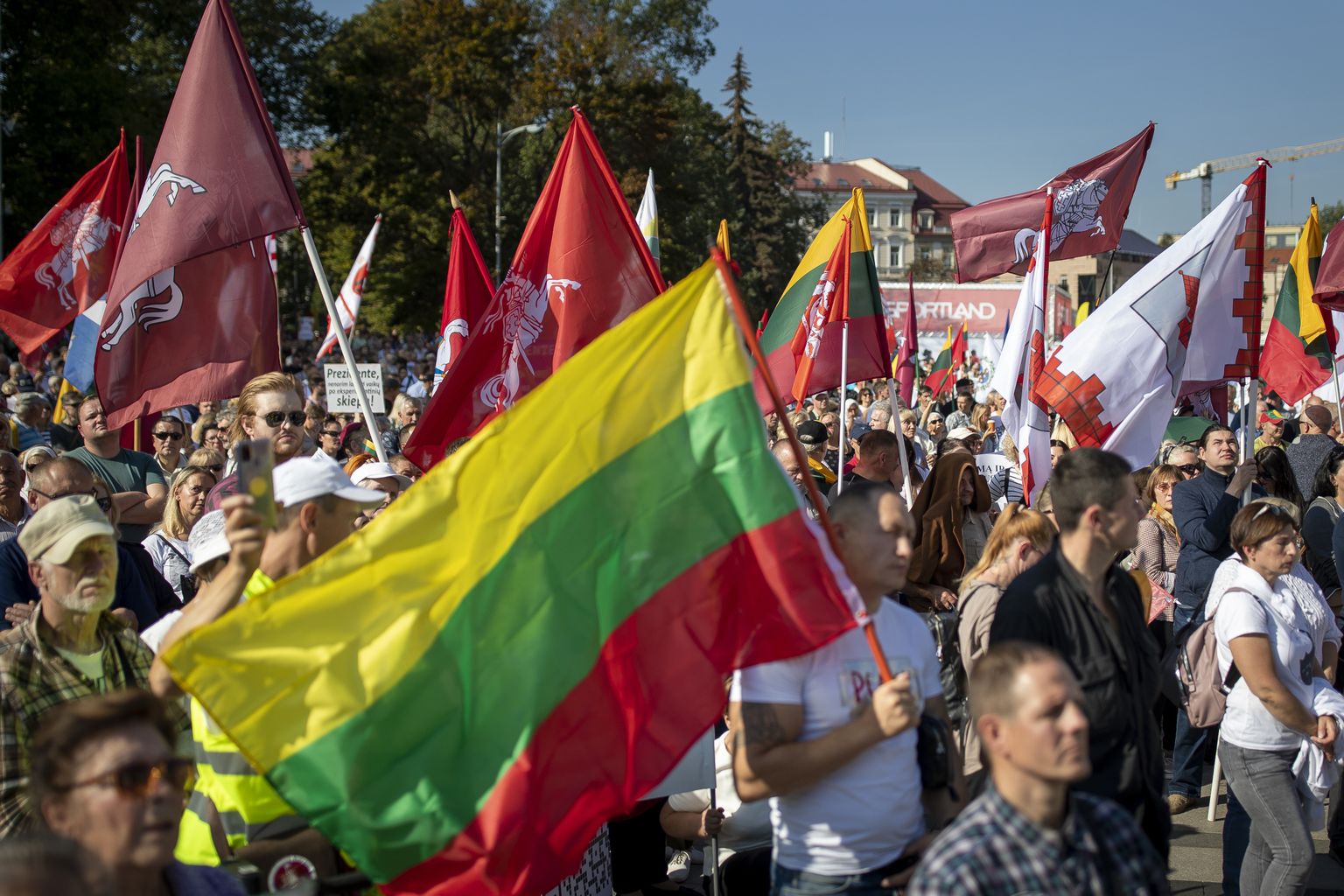Vaktsineermisvastane protest Vilniuses.