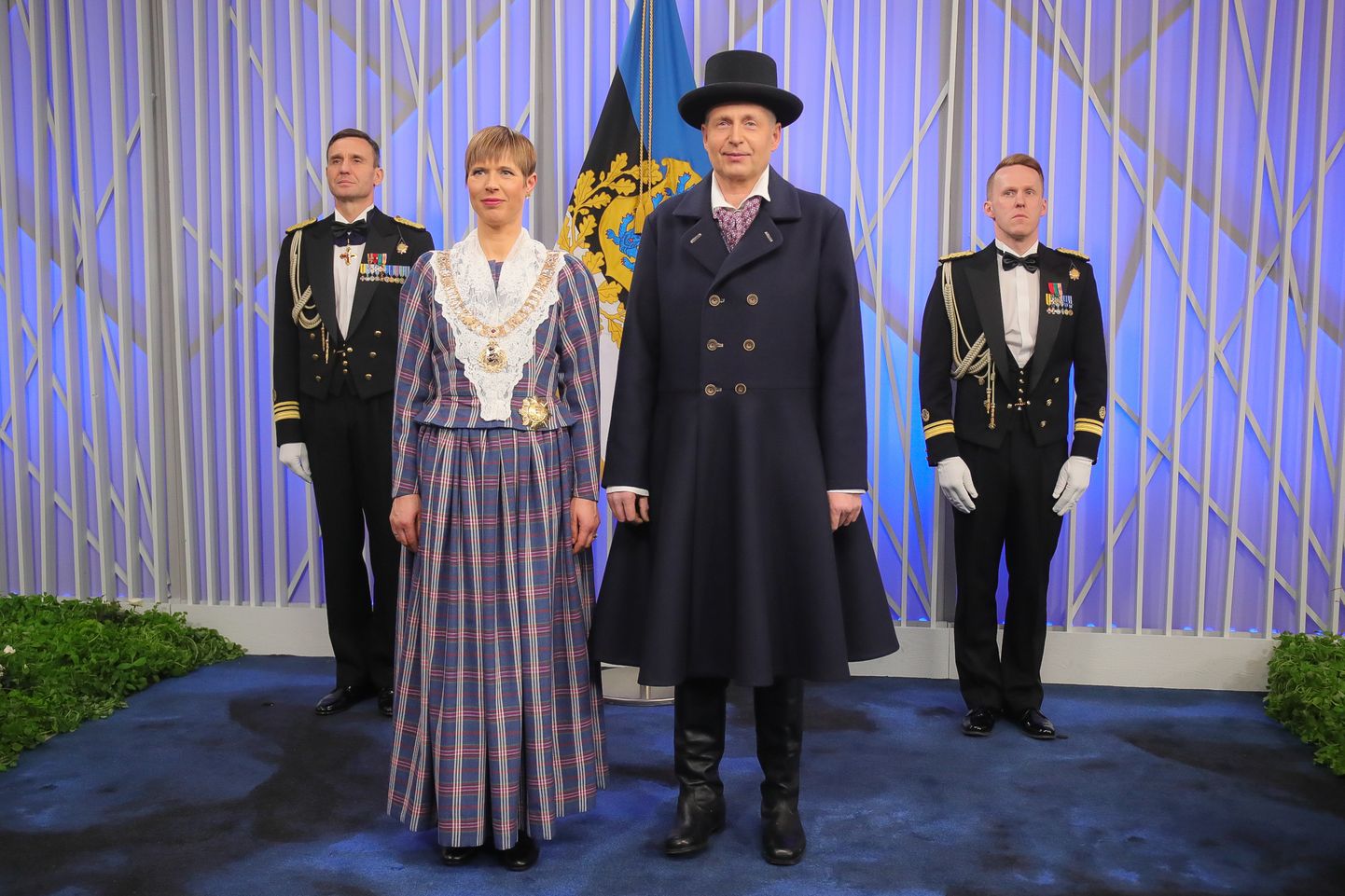День независимости Эстонии в 2019 году. Президент Керсти Кальюлайд и ее супруг Георг-Рене Максимовски