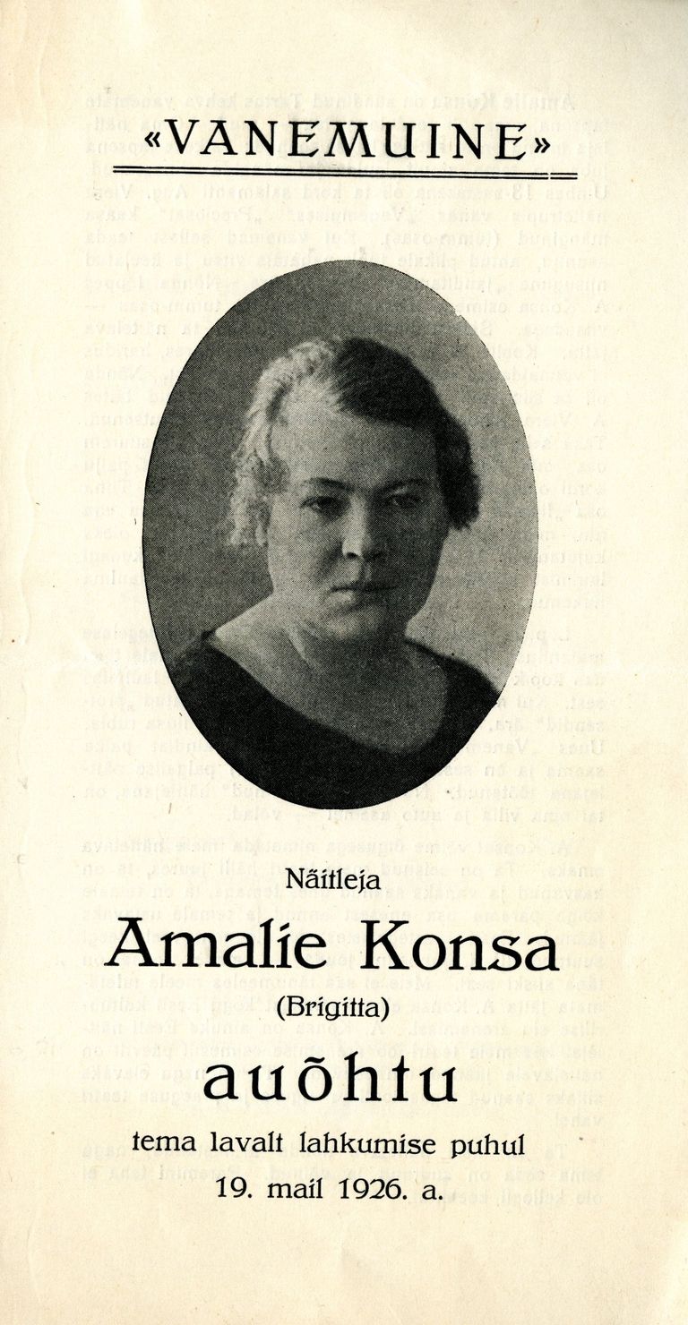 Kava, Vanemuise teatri näitleja Amalie Konsa auõhtu, RM _ 1771 Ar1 75:210, Virumaa Muuseumid SA