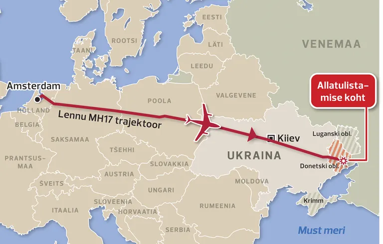 Lend MH17 oli teel Amsterdamist Kuala Lumpurisse.