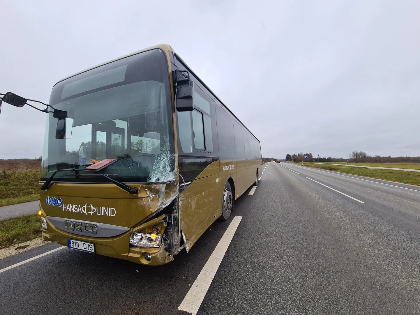 Liinibussi juht ja tosin reisijat õnnetuses viga ei saanud. 