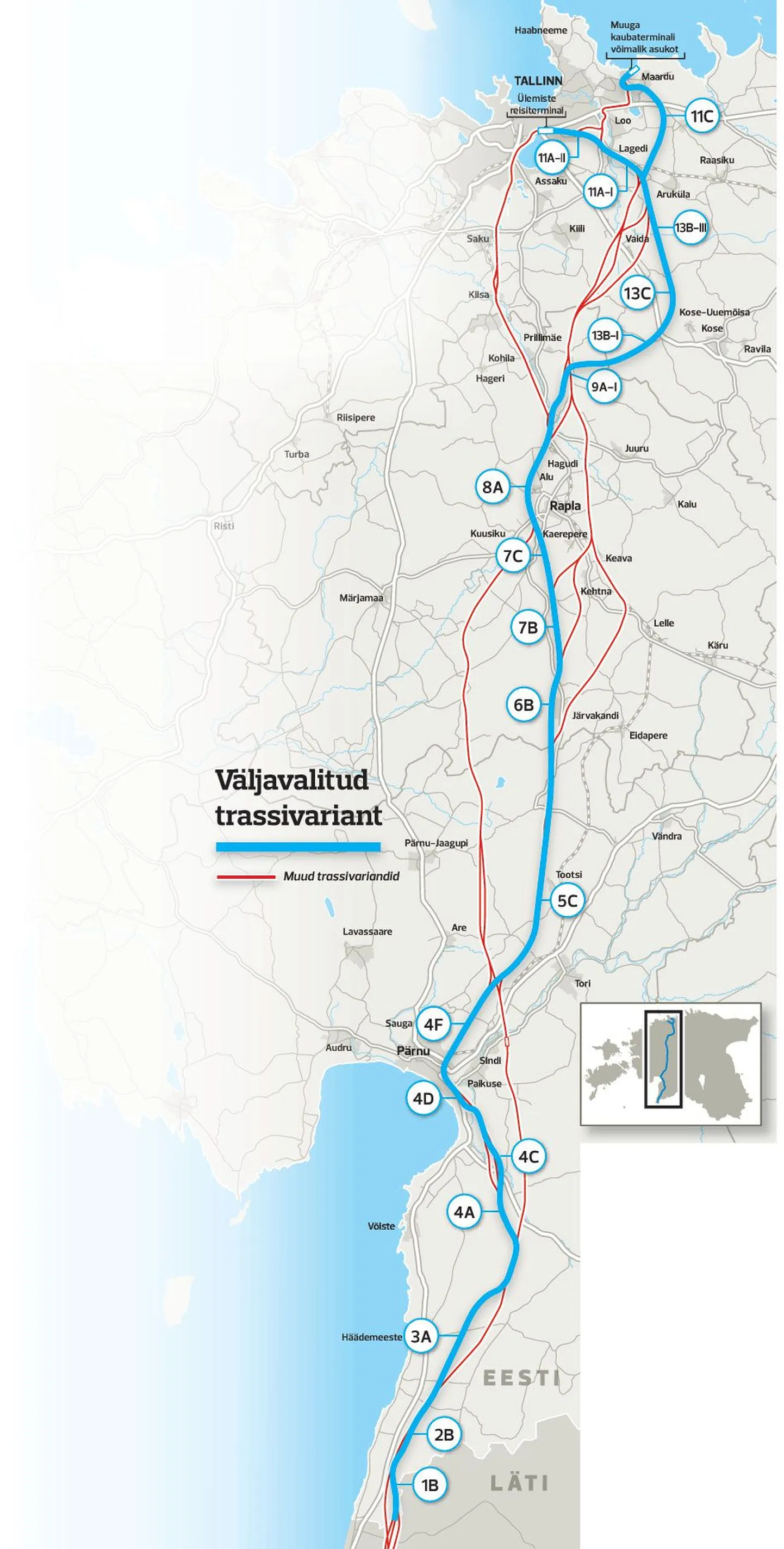 Väljavalitud Rail Balticu trass.