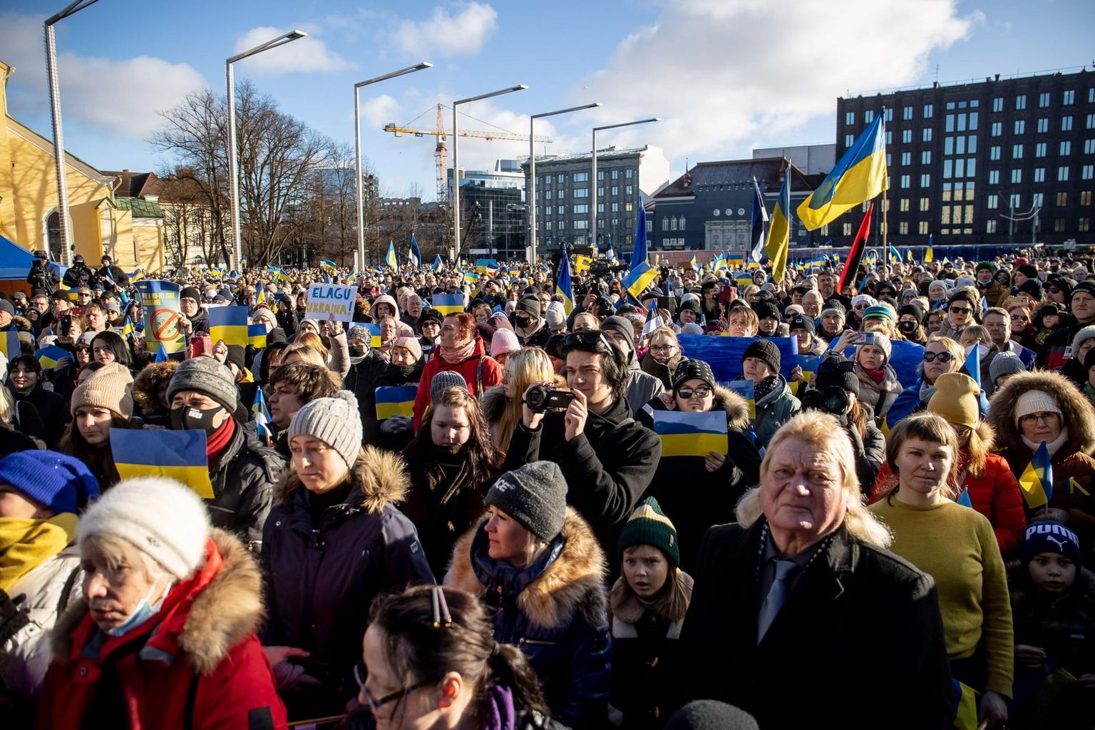 Demonstration in support of Ukraine in Freedom Square.