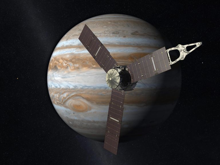 NASA kunstniku pilt Jupiterist ja uurimissondist Juno