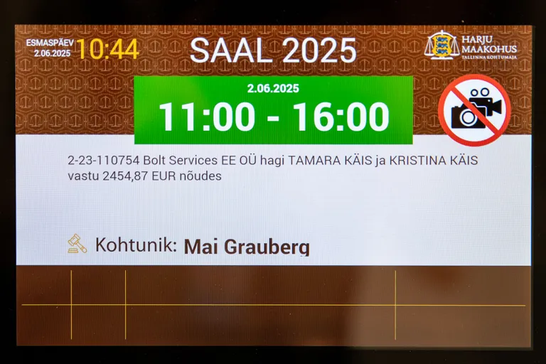 Harju maakohtus toimub hagimenetlus Bolt Services EE OÜ poolt Tamara Käisi ja Kristina Käisi vastu.