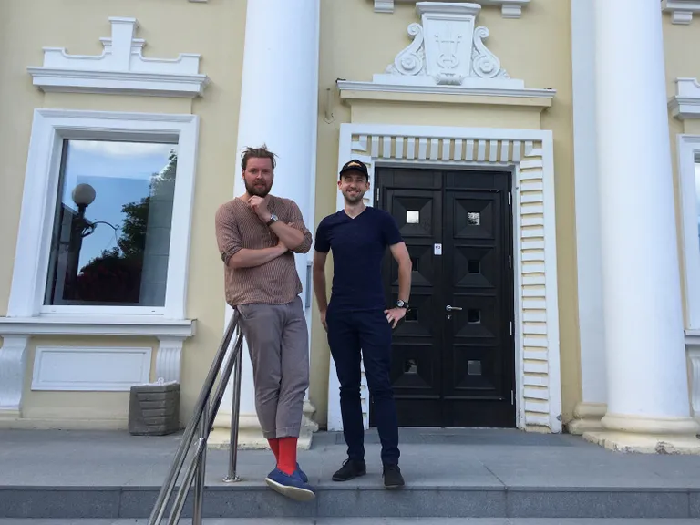 Jorma Riivald ja Tambet Ind Otepää kultuurimaja trepil