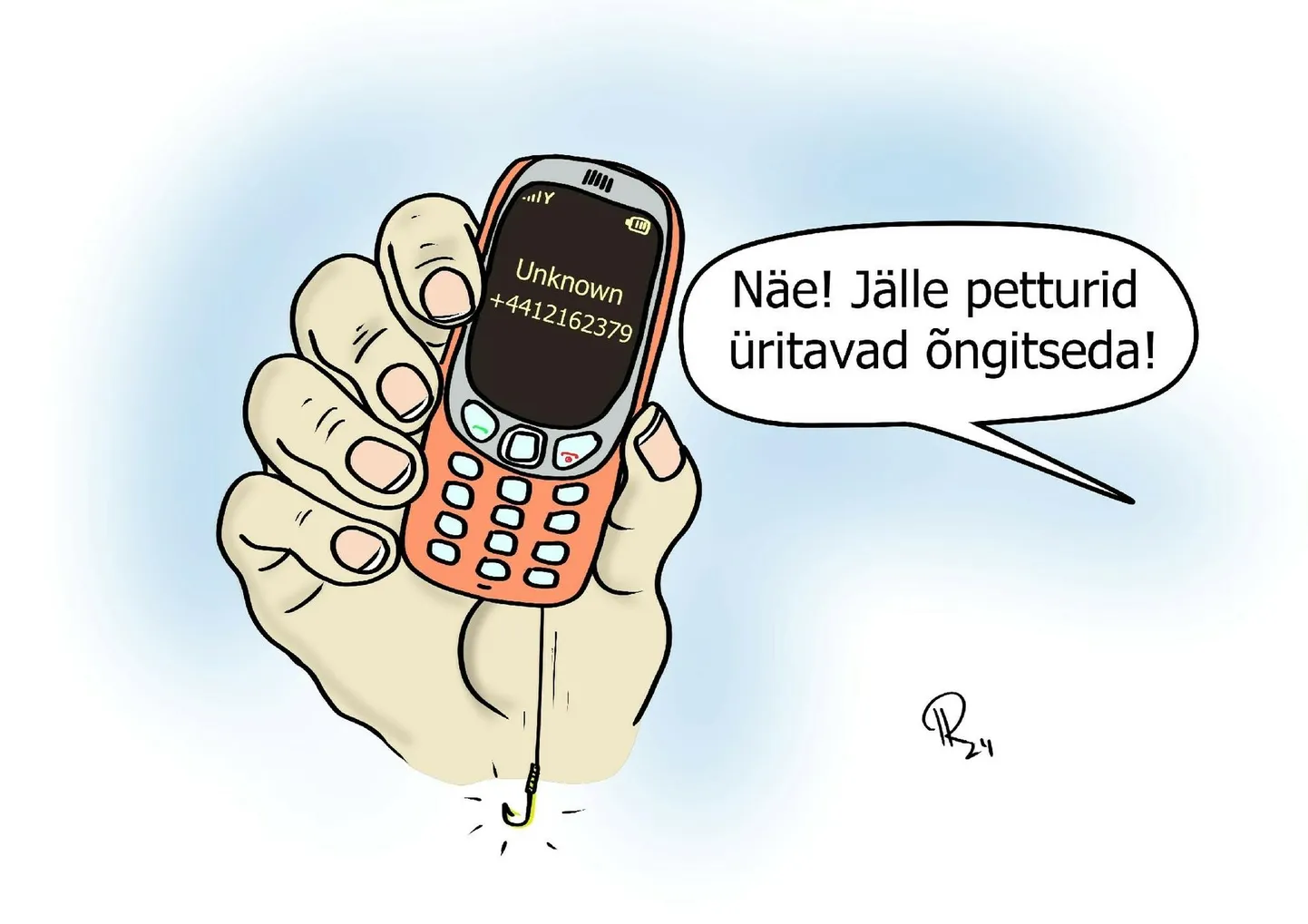 Nädala karikatuur "Nuputelefon kaitseb petiste eest."
