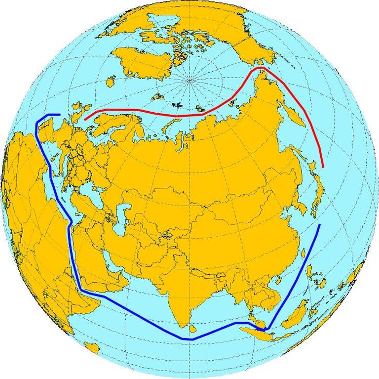 Kirdeväila ja Suessi kanali mereteede võrdlus. / wikipedia.org